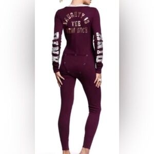 Victoria's Secret PINK Bling Thermal Long Jane One Piece Onesie Pajama Size M
